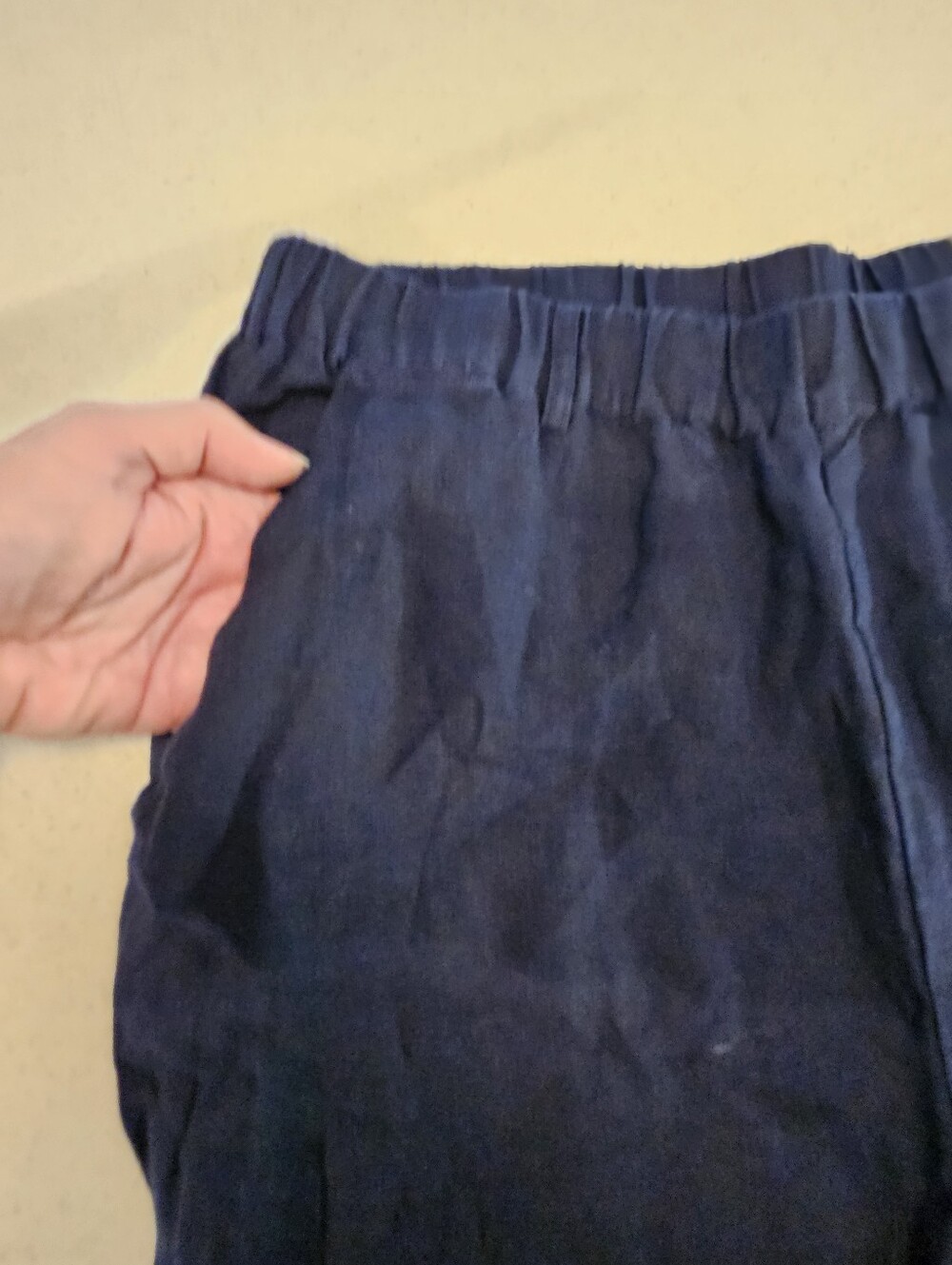 Quince Dark Blue 100% Linen SZ M Pull On Relaxed Fit Cropped Casual Pants - Picture 5 of 13